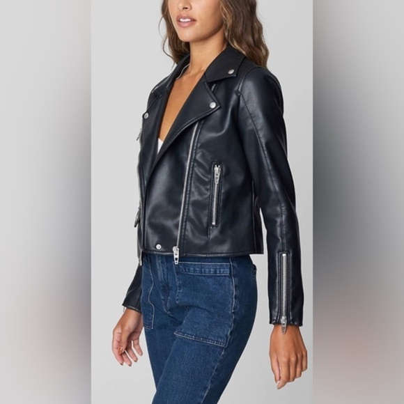 BLANKNYC Vegan Leather Moto Jacket With Removable gray Hood biker Jacket size XS - Picture 3 of 5